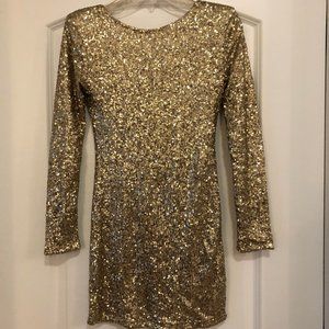 Gold Sequin Mini Dress | Size 8 Fits like Size 6